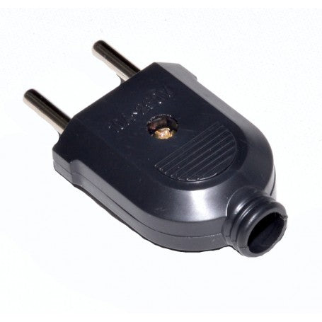 Stecher EU plat 10A 250V negru, 2 pini, carcasa ABS, compatibil prize standard europene