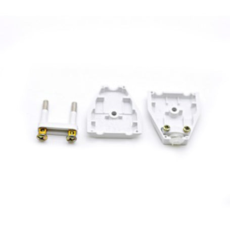 Stecher plat 10A dezasamblat, componente interne: borne cu surub si carcasa din plastic ignifug