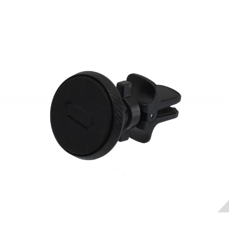 Suport telefon magnetic pentru grila auto, vedere frontala cu disc magnetic rotund negru mat