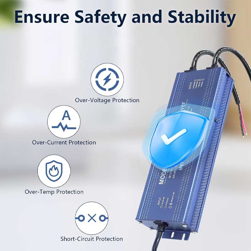 Driver LED impermeabil cu protectie la supratensiune, supracurent, supraincalzire si scurtcircuit