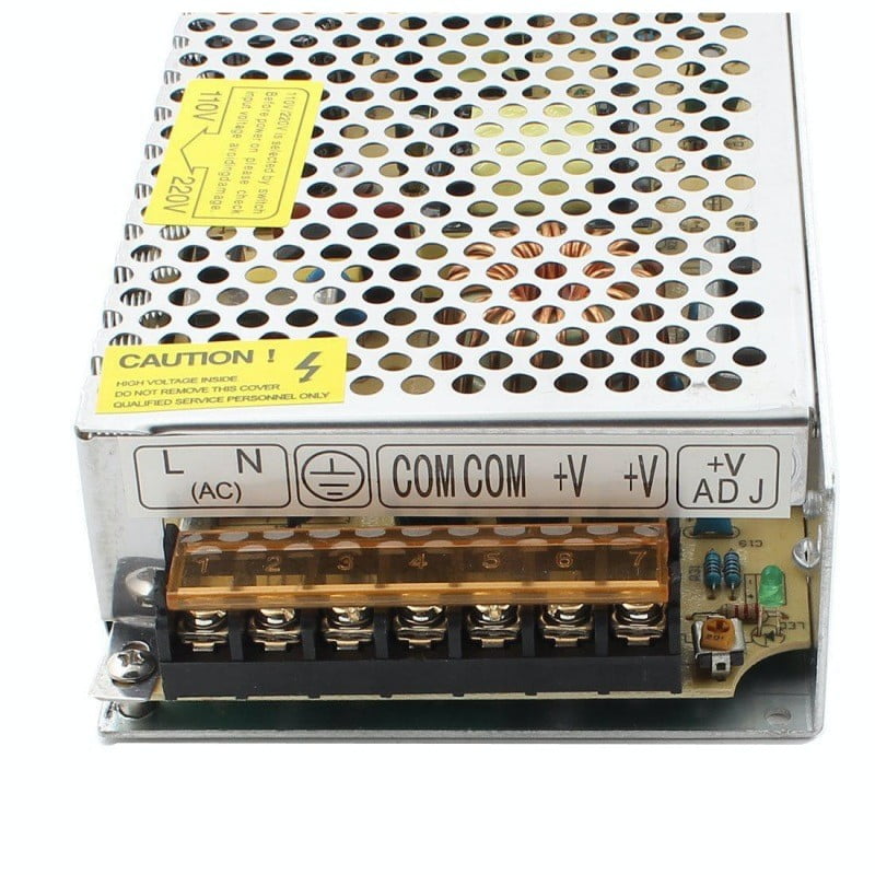 Sursa alimentare 24V detaliu borne conectare AC intrare si DC iesire cu selector 110-220V