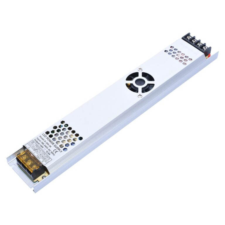 Sursa de alimentare slim 24V 200W pentru benzi LED, carcasa aluminiu subtire cu ventilator integrat