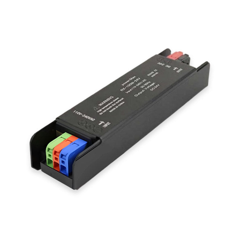 Sursa alimentare slim 24V DC 100W pentru benzi LED, 140x34x24mm, mufe push-in colorate, intrare 110-240V