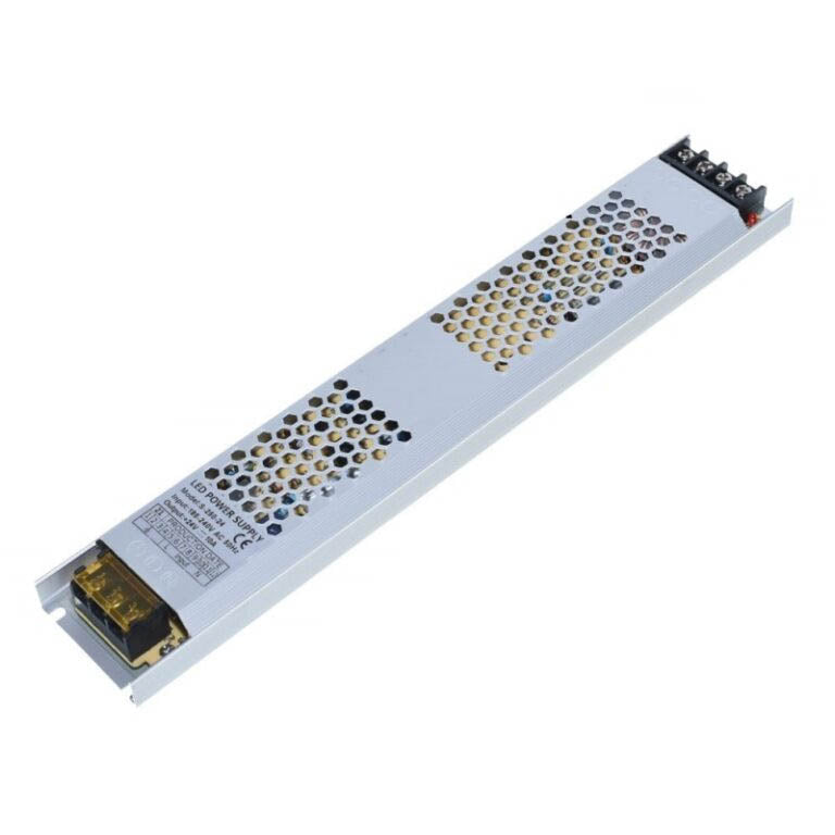 Sursa alimentare slim 24V 240W interior, carcasa aluminiu subtire cu fante aerisire, pentru benzi LED
