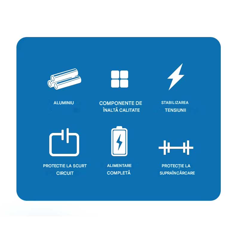 Sursa alimentare slim cu protectie scurtcircuit, supraincalzire, stabilizare tensiune, aluminiu