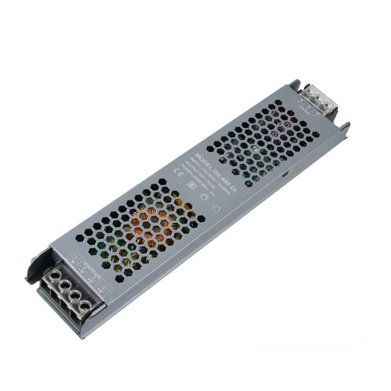 Sursa de alimentare slim 400W 24V 16.6A, carcasa aluminiu perforata, borne DC vizibile