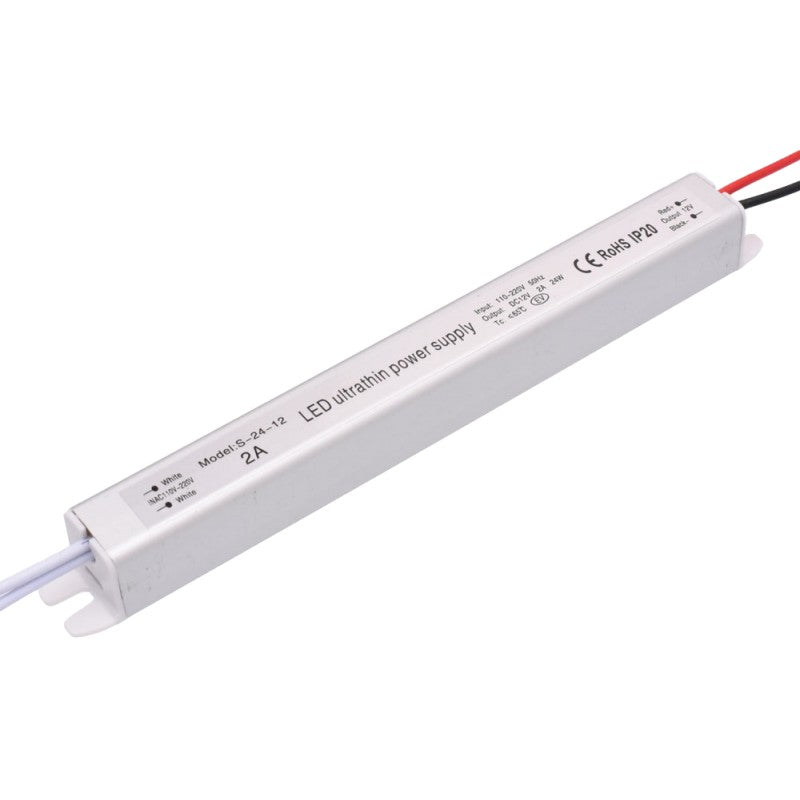 Sursa alimentare ultra slim 12V 24W 2A IP20 pentru benzi LED interior, carcasa aluminiu subtire