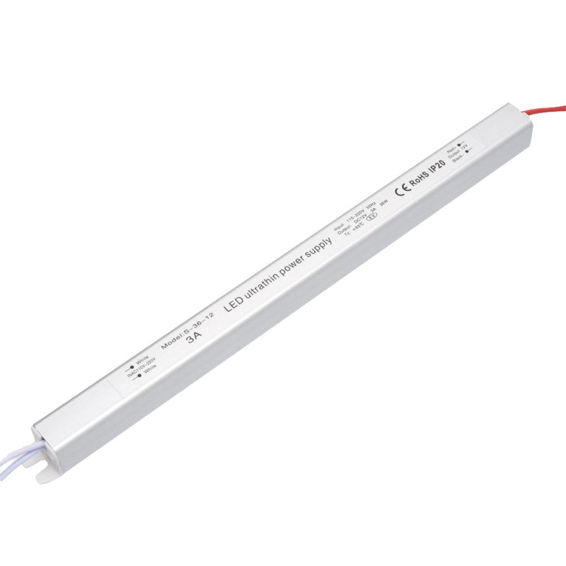 Sursa alimentare ultra slim 36W 12V 3A IP20, carcasa aluminiu subtire pentru benzi LED interior