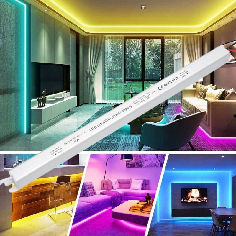 Sursa alimentare 12V 48W utilizata pentru benzi LED RGB in living, tavan fals si decor interior