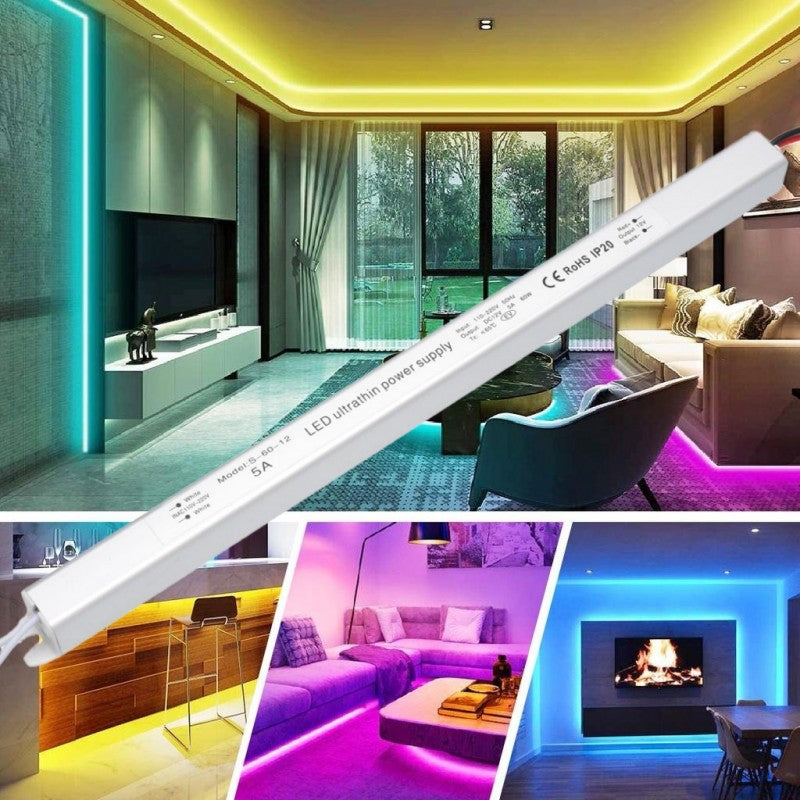 Sursa alimentare 12V slim utilizata pentru alimentare benzi LED RGB decorative interior