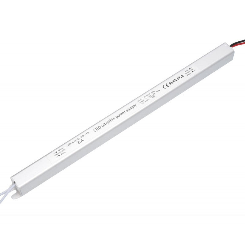 Sursa alimentare ultra slim 12V 60W IP20, carcasa aluminiu ingusta, pentru benzi LED interioare