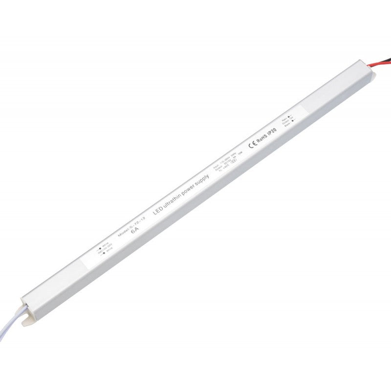 Sursa alimentare ultra slim 72W 12V IP20, carcasa aluminiu subtire 18mm, pentru benzi LED interior