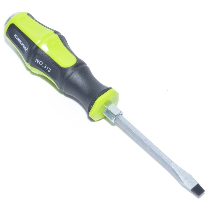 Surubelnita mecanica dreapta 6x4mm, tija chrome-vanadium magnetica, maner ergonomic cauciucat bicolor verde-negru, 203mm