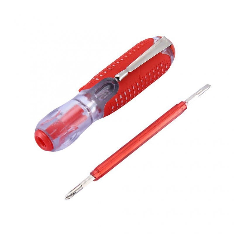 Surubelnita tester tensiune 220V-240V cu doua capete schimbabile drept si cruce, maner ergonomic transparent