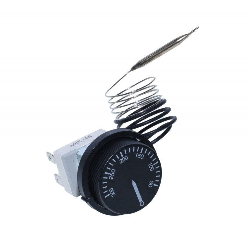 Termostat capilar 50-300°C cu sonda inox extinsa si cadran gradat, vedere frontala