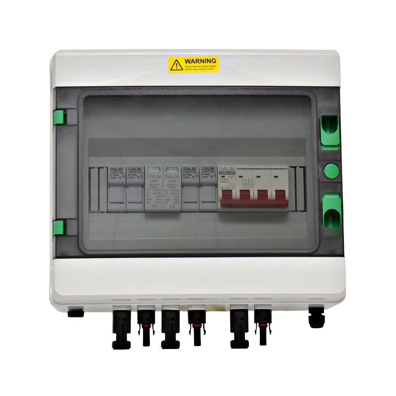 Tablou fotovoltaic cu capac transparent inchis, conectori MC4 pe partea inferioara, 1000V DC