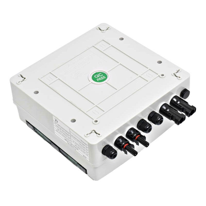 tablou fotovoltaic vedere spate, carcasa ABS IP65 cu conectori MC4 laterali