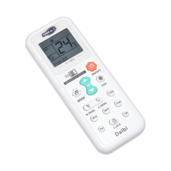 Telecomanda universala aer conditionat cu display LCD, compatibila 1000 coduri, distanta 8-10 m, alba