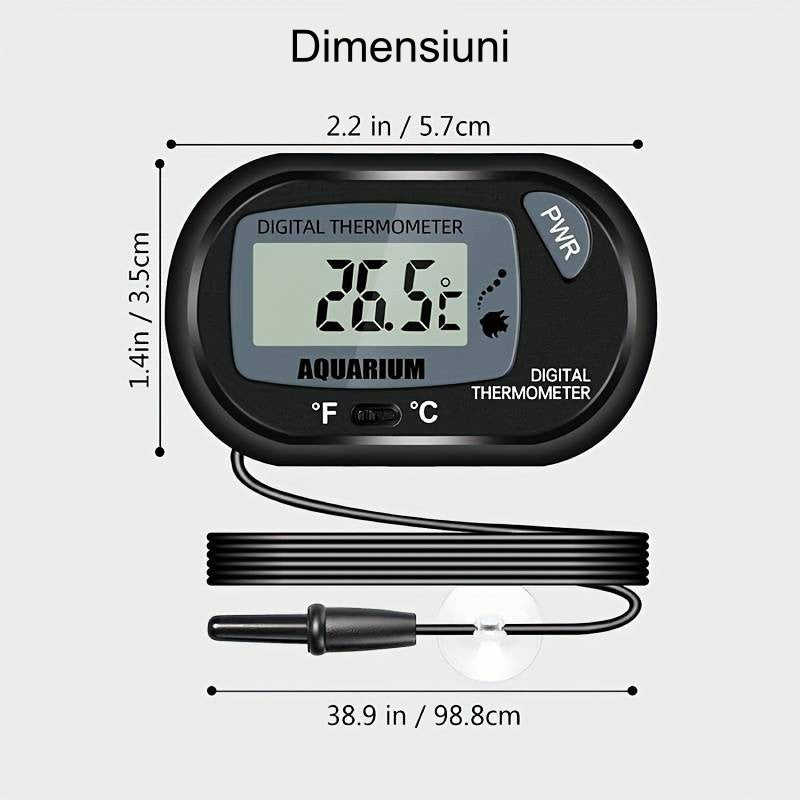 Termometru digital acvariu cu dimensiuni 5.7x3.5 cm si cablu sonda de 98.8 cm