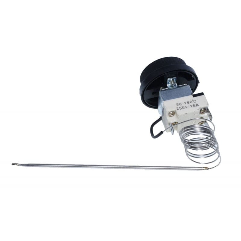 Termostat reglabil 50-190°C, 250V/16A - profil lateral cu sonda lunga si capilara spiralata