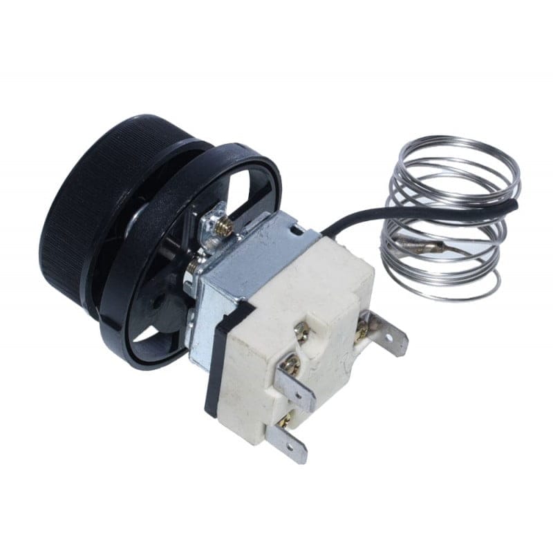 Termostat capilar inox - vedere spate cu bloc ceramic de conectare si terminale