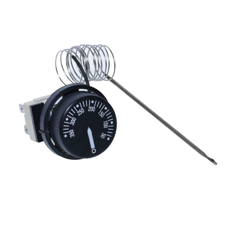 Termostat cu cadran gradat frontal 50-350°C si sonda capilar inox extinsa lateral
