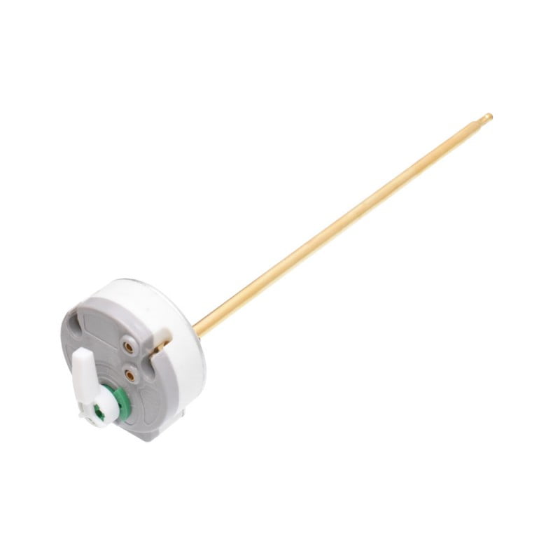 Termostat boiler cu tija scurta - unghi diagonal, carcasa gri cu buton reglaj verde