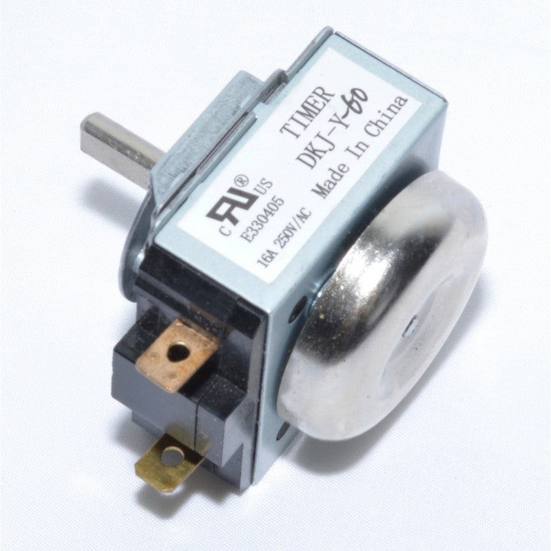 Timer mecanic 16A 250V, vedere laterala cu clopot si terminale de conexiune vizibile