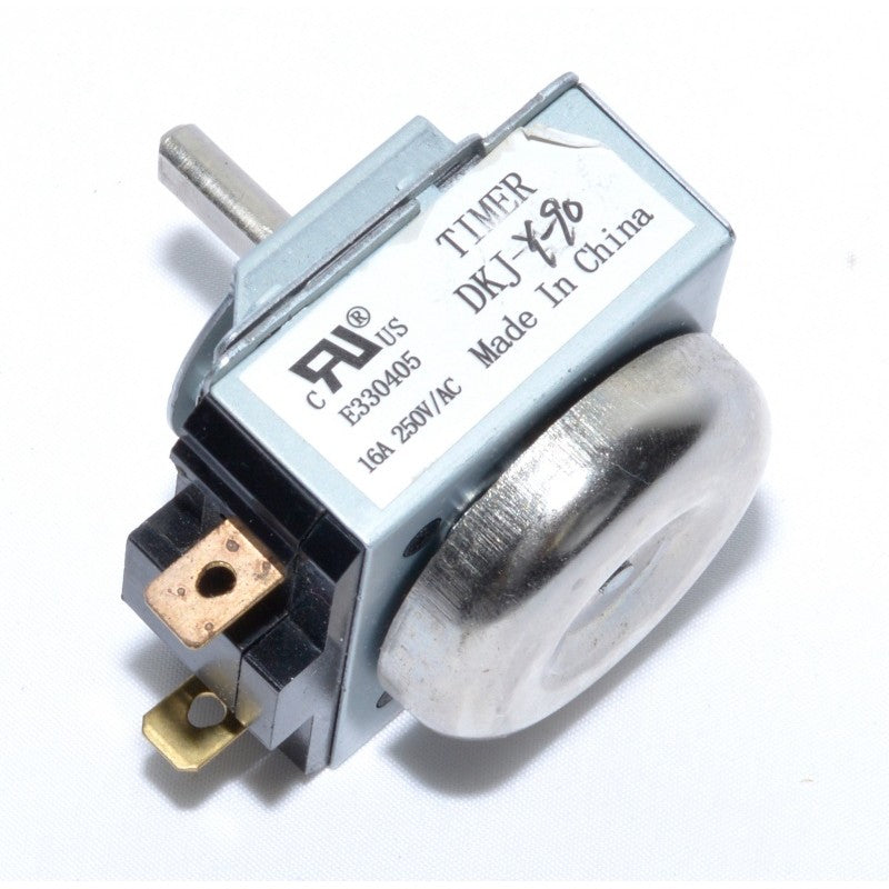 Timer mecanic 16A 250V, vedere laterala cu terminale si mecanism rotativ