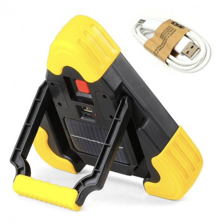 Triunghi de avertizare cu trepied pliabil desfacut si cablu USB de incarcare inclus in pachet