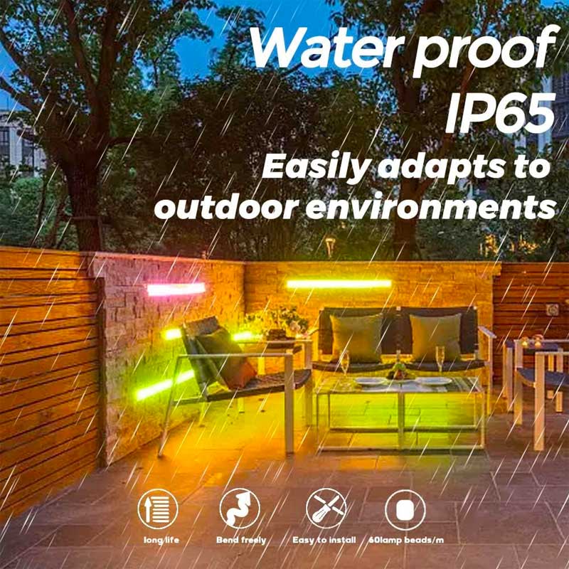 Banda LED RGB waterproof IP65, montaj exterior pe terasa in ploaie, 60 LED/m