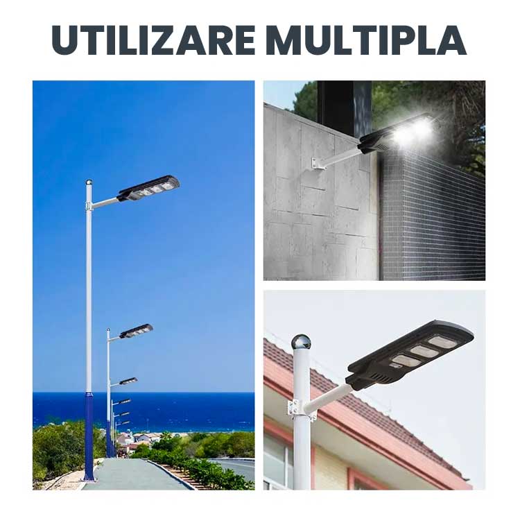 Lampa solara stradala 300W montata pe stalp, perete si consola, utilizare multipla exterior