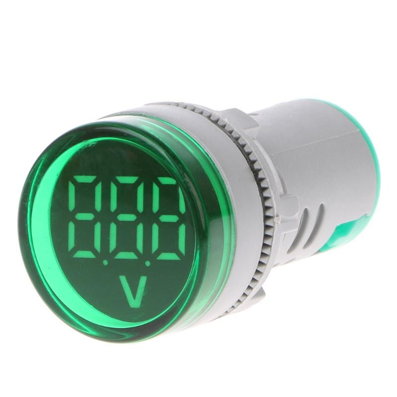 Voltmetru digital LED verde 20-500V AC, protectie IP65, montaj panou 22mm, afisaj cifre luminoase