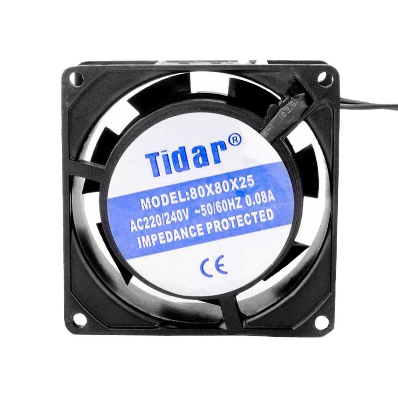 Ventilator axial metalic 80x80x25 mm, 220V AC, 7.6W, pentru racire echipamente industriale