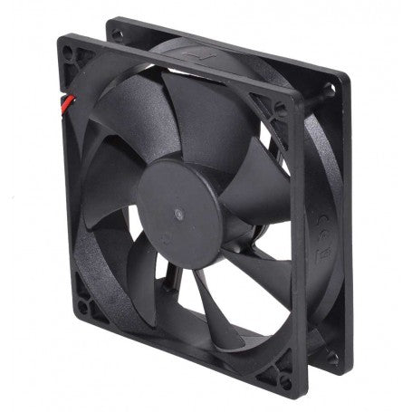 Ventilator axial 92x92x25mm, 24V DC, vedere frontala de aproape cu palete si rama de fixare