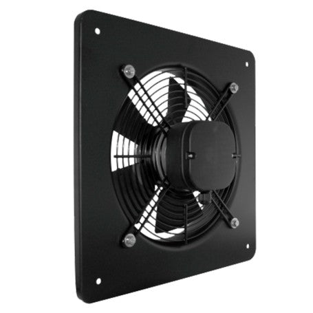 Ventilator axial de perete 138W, vedere din spate cu motor si grila de protectie