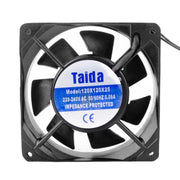 Ventilator axial metalic 120x120x25mm, 220V AC, 19.8W, vedere frontala cu palete si motor