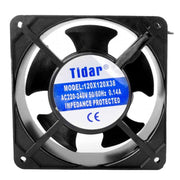 Ventilator axial metalic 120x120x38 mm, 220V AC, 20W, cu pale ABS si carcasa din metal pentru racire industriala