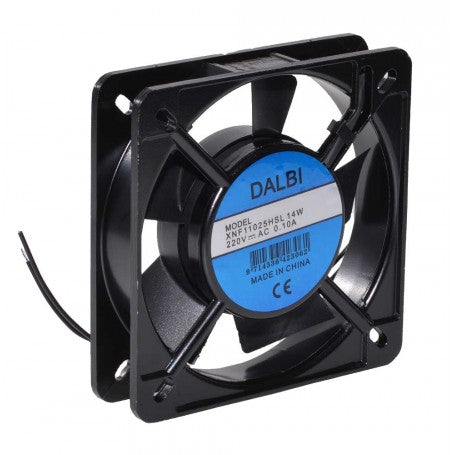 Ventilator axial metalic 110x110 mm, 14W, vedere laterala cu gauri de fixare