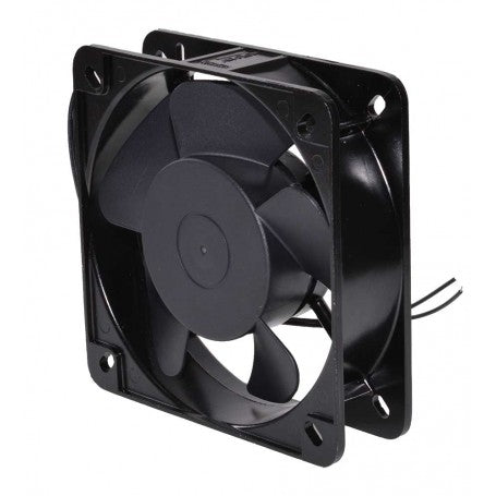 Ventilator metalic 135x135mm vazut din spate, palele si carcasa robusta din metal
