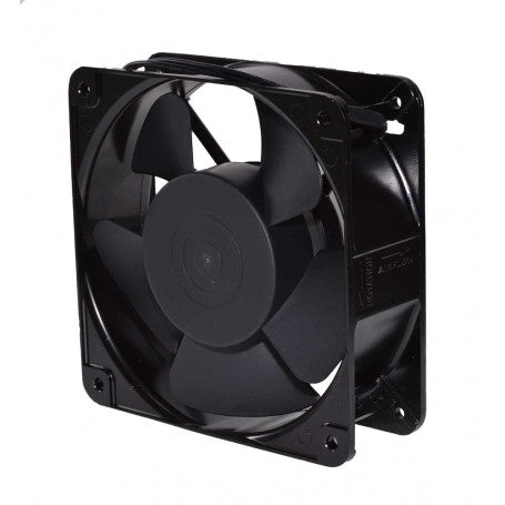 Ventilator axial 180x180mm vazut din spate, palete plastic si orificii de fixare vizibile