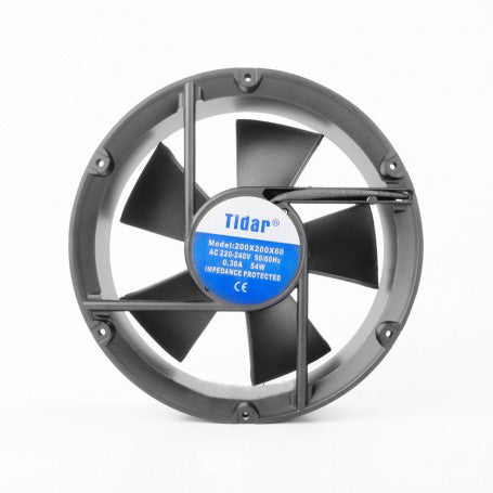 Ventilator axial industrial 54W, vedere frontala, pale ABS si motor cu protectie la impedanta