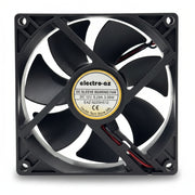 Ventilator DC 12V 3.36W, 92x92x25 mm, sleeve bearing, conector 2 fire, carcasa ABS neagra, vedere frontala