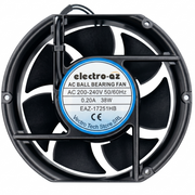 Ventilator axial metalic cu rulmenti 38W, 220V AC, 172x51mm, vedere frontala cu pale si eticheta tehnica