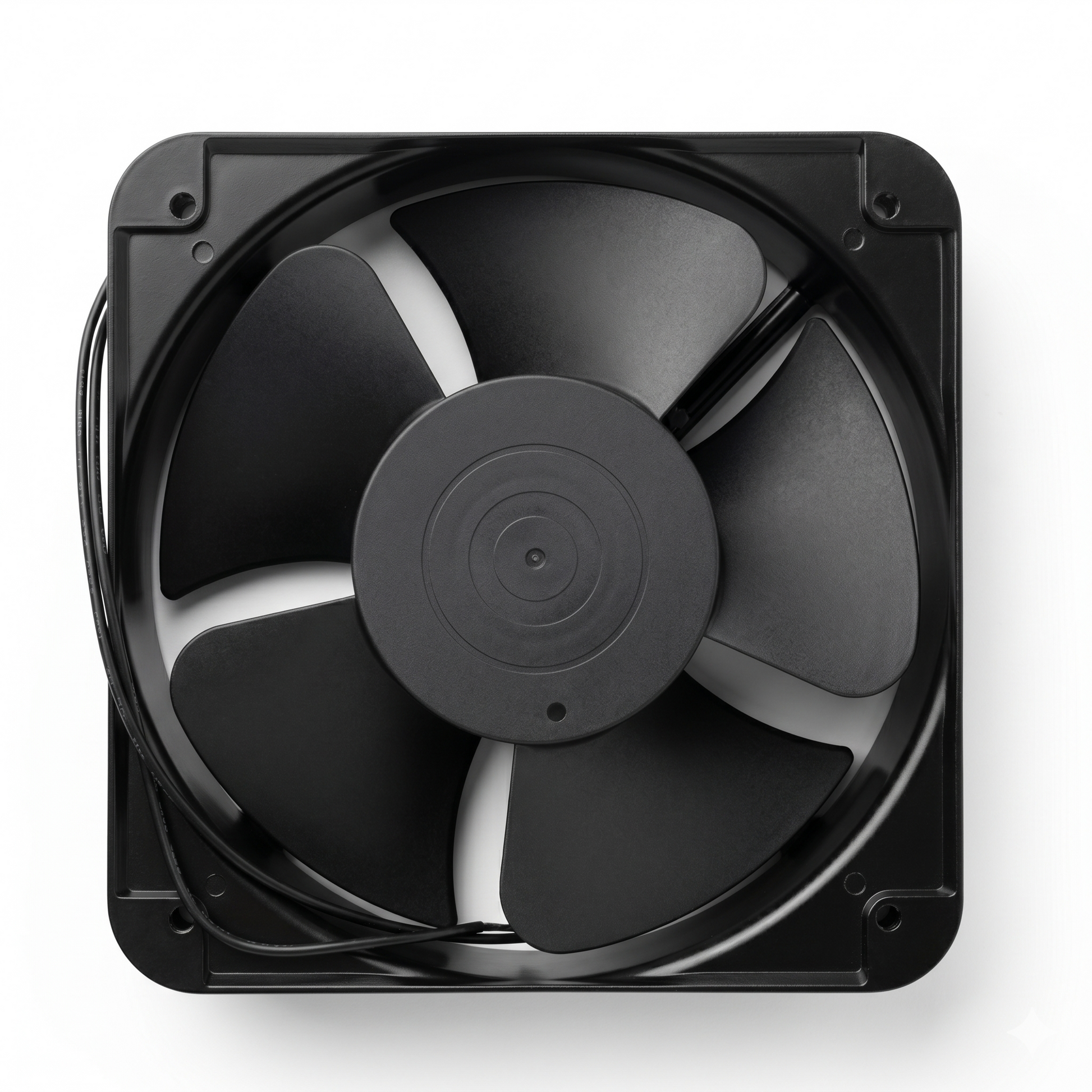 Ventilator metalic AC 220V, vedere frontala pale fara grila de protectie, 120x120 mm