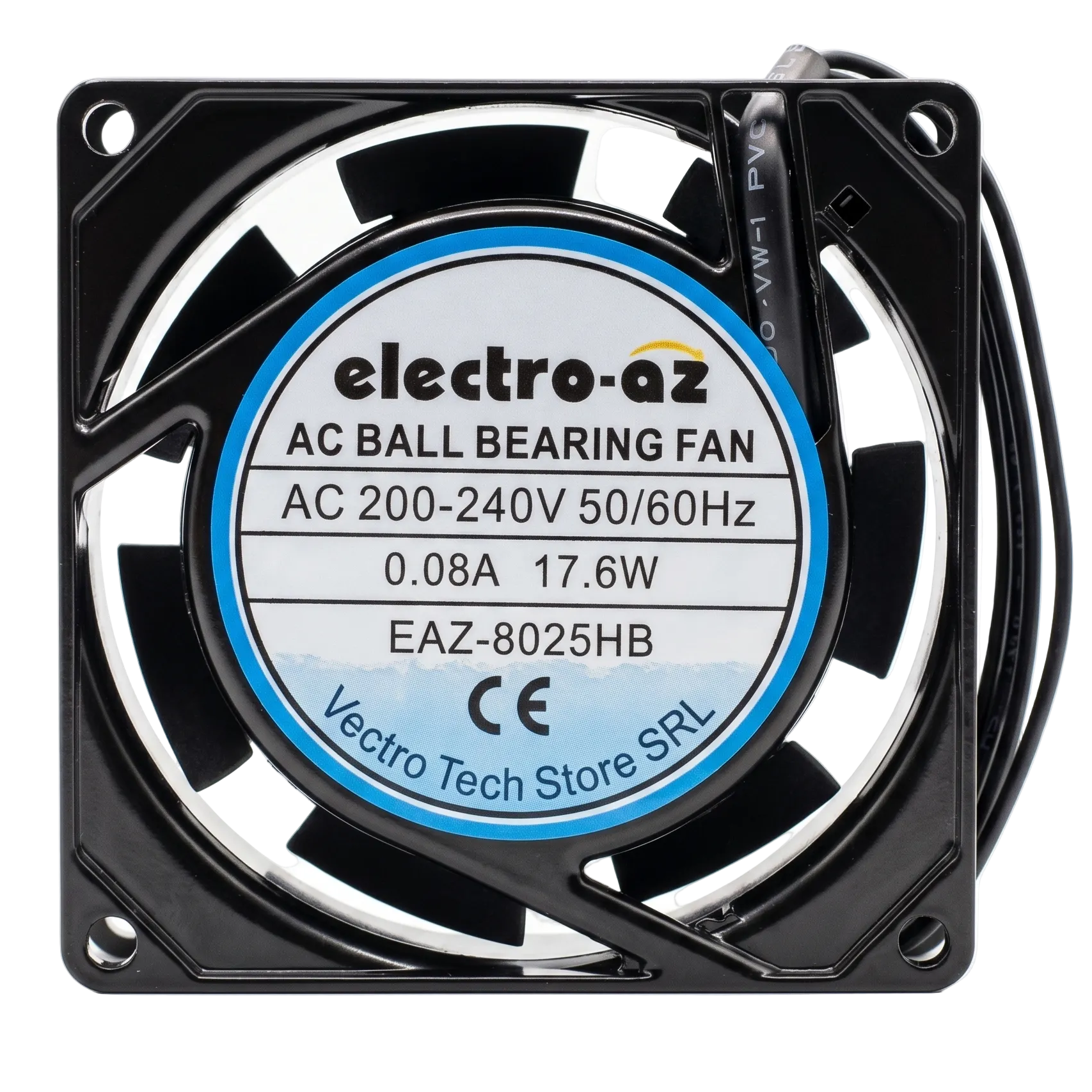 Ventilator metalic cu rulmenti 80x80x25 mm, AC 220V, 17.6W, pentru tablouri electrice si echipamente industriale