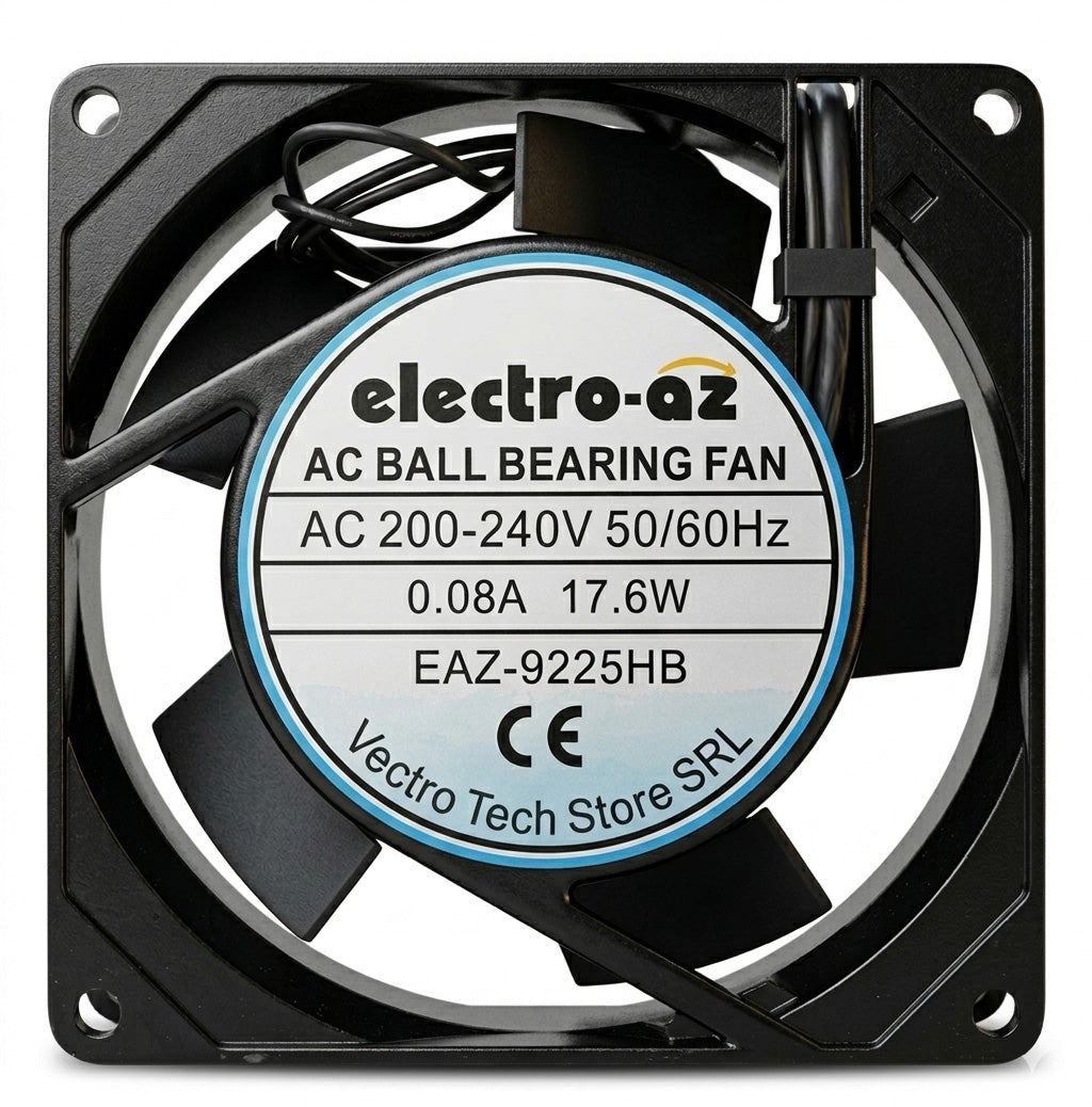 Ventilator metalic cu rulmenti 92x92x25 mm, AC 220V, 17.6W, pentru tablouri electrice si echipamente industriale