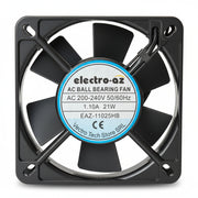 Ventilator metalic cu rulmenti 110x110x25 mm, AC 220V 21W, cadru patrat negru cu pale axiale