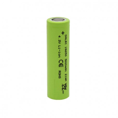 Acumulator Li-Ion 18650, 5000mAh, vedere verticala cu eticheta vizibila