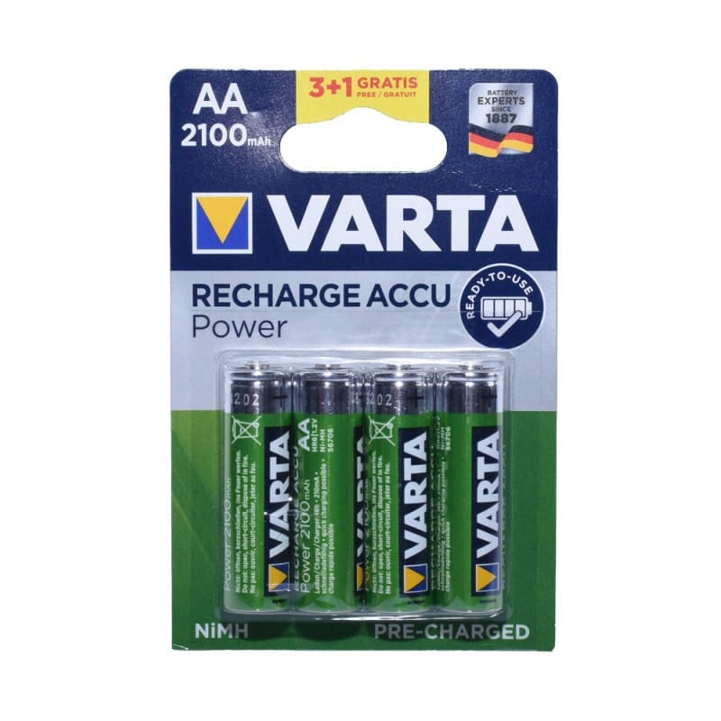 Acumulatori reincarcabili AA NiMH 2100mAh, set 4 bucati pre-incarcate, gata de utilizare